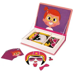 Jeu Janod Magnéti'Book Crazy Faces fille 55 magnets Rose pas cher
