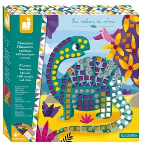 Comparateur de prix : Juratoys Kit créatif - Janod - Mosaïques Dinosaures - Jaune - 8 tableaux - 1400 mosaïques en mousse