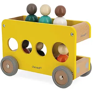 JANOD - Bolid Bus Scolaire en Bois - Véhicule Jaune - Dès 3 Ans pas cher