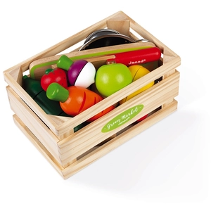 Comparateur de prix : Juratoys Maxi Set Fruits Et Légumes À Découper Green Market (bois) Janod Janod
