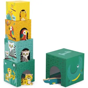 Janod Jeu de formes Pyramide 5 cubes Tropik bois  pas cher