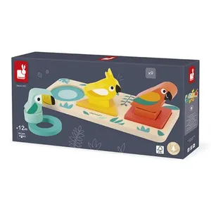 Comparateur de prix : Jeu de formes à empiler Oiseaux tropicaux MULTICOLORE Janod