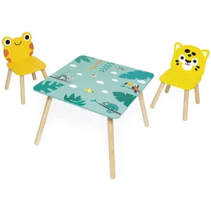 Table tropicale en bois JANOD - 1 table et 2 chaises - Décoration chambre d'enfant - Dès 3 ans pas cher