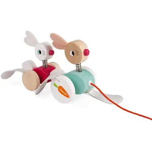 Comparateur de prix : Juratoys Jouet à tirer - A pousser JANOD Lapins à promener Zigolos en bois pour enfant de 1 an