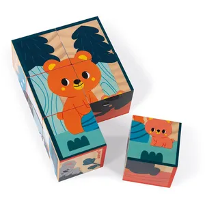 Janod - Cubes Puzzle En Bois Animaux Partenariat Wwf pas cher