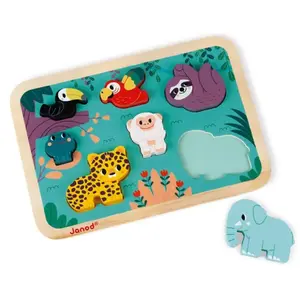 Janod Puzzle Chunky Bois « Jungle » - Puzzle Premier Age - Dès 18 mois pas cher