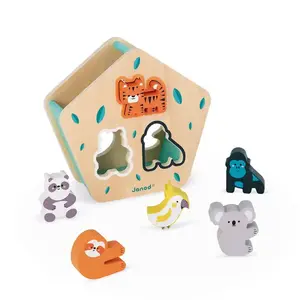 Boîte à Formes Animaux - Jouet d'Eveil en Bois JANOD - Dès 18 mois - Multicolore - 55x22x53cm pas cher