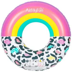 Comparateur de prix : Bouée Gonflable Ronde XXL pour Piscine & Plage - Arc-En-Ciel Et Léopar...