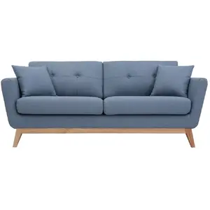Comparateur de prix : Canapé droit scandinave 3 places tissu bleu pastel HOGA CONCEPT USINE
