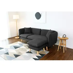 Concept-Usine Isko : Canapé Scandinave 3 Places Gris Anthracite + Pouf