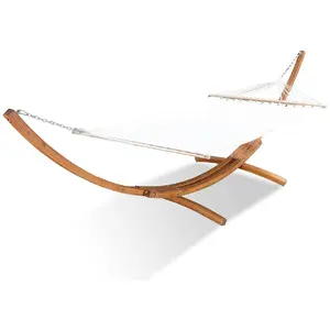 Comparateur de prix : Hamac écru + support bois 3,15 m 1 personne Toile poly-coton LAGOA