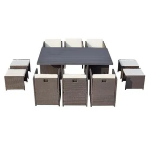 Comparateur de prix : Concept Usine Table et chaise 10 places encastrables alu résine gris/blanc