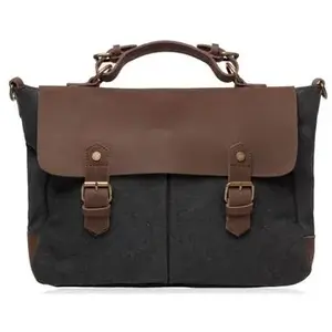 OH MY BAG Cartable femme CUIR et TOILE - Modèle MOOREA - Cartable porté main et bandoulière noir