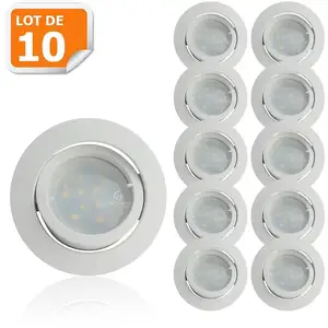 Spot LED Encastrable Blanc Orientable - EUROBRYTE - Lot de 10 - 5W - 3... pas cher