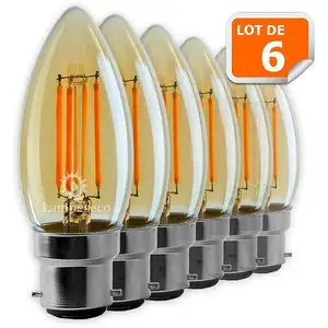 Lampesecoenergie - Lot de 6 Ampoules Led Flamme Filament Doré 4 watt (... pas cher