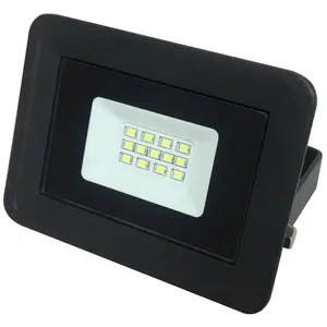 EUROBRYTE Lampesecoenergie - led Projecteur Lampe 10W Noir 6000K IP65 Extra Plat