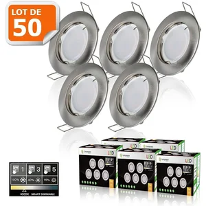 LAMPESECOENERGIE Spot LED Dimmable 50x7W éq.56W Blanc Neutre Alu Brossé