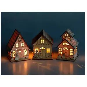 KONTARBOOR Village de Noël lumineux en Bois avec lumières led, Ensemble de 3 mais... pas cher