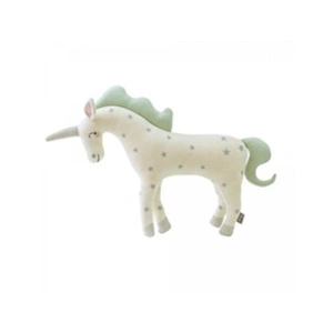 Non communiqué Grande peluche licorne en tricot de coton 50cm- ecru pas cher