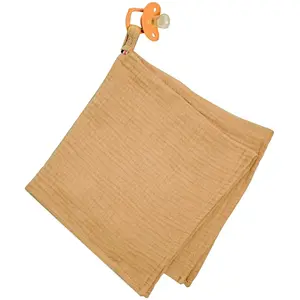 Sevira Kids - Doudou lange attache tétine en gaze de coton Jeanne Camel pas cher