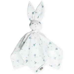 Sevira Kids Doudou Plat Lapin Blanc Imprimé Bleuet pas cher