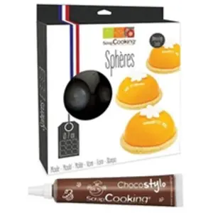 Scrapcooking Moule à gâteau semi-rigide 9 demi-sphères + 1 Stylo chocolat offert pas cher