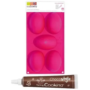 SCRAPCOOKING Moule 5 oeufs de Pâques + 1 Stylo chocolat offert pas cher
