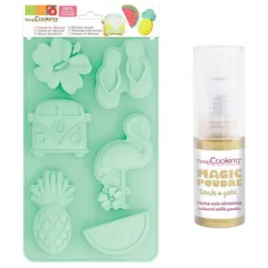 Scrapcooking Moule en silicone Summer + 1 poudre alimentaire irisée dorée - pas cher