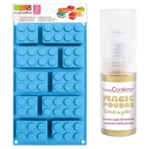 Scrapcooking Moule en silicone briques + Poudre alimentaire irisée dorée - pas cher