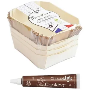 Comparateur de prix : Scrapcooking 4 moules bois rectangle + 8 caissettes de cuisson + 1 Stylo chocolat