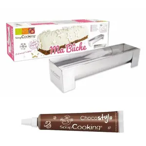 Scrapcooking Moule en inox pour bûche de Noël + 1 Stylo chocolat pas cher
