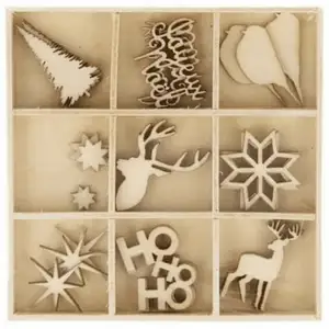 Comparateur de prix : Coffret de 27 mini décorations en bois de Noël - Artemio