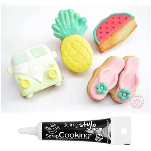 Moule en silicone Summer + Stylo de glaçage noir Scrapcooking pas cher