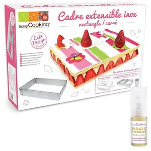 Scrapcooking Cadre à pâtisserie extensible rectangle + 1 poudre alimentaire irisée ... pas cher