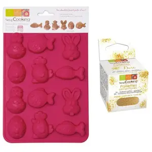Comparateur de prix : SCRAPCOOKING Moule Chocolats de Pâques + paillettes dorées