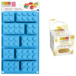 Scrapcooking Moule en silicone briques + paillettes dorées - pas cher