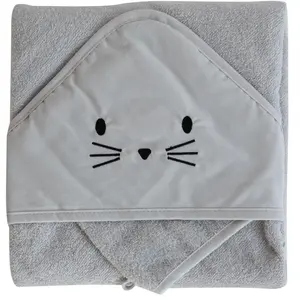 Comparateur de prix : Domiva Set sortie de bain et gant lapin coton gris perle 75x75 cm
