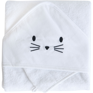 Comparateur de prix : Domiva Cape de bain + gant chat blanc (75 x 75 cm)