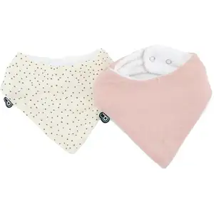 Lot de 2 bavoirs bandana mousseline ROSE Domiva pas cher