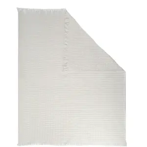 Comparateur de prix : Couverture lit enfant tissu nid d'abeille Crème 80x100 cm
