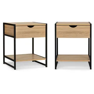 Idomya - 2 Tables de chevets memphis bois/noir - 40x40x50 cm T.U
