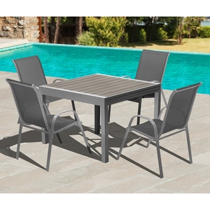 MULTIMARQUES Table de jardin extensible - 6/8 places - Aluminium - Gris   pas cher
