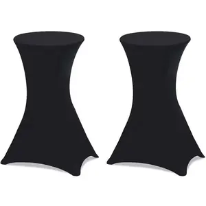 MULTIMARQUES Inkazen - 2 Tables hautes de réception pliantes + housses noires gris/blanc - 60x60x105 cm T.U pas cher
