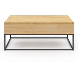 BELLEMO Idomya - Table basse relevable et extensible Memphis bois/noir - 100x55x40.5/54.5cm T.U pas cher