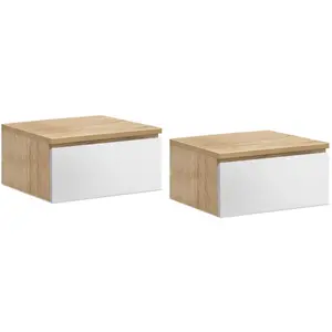 Idomya - 2 Tables de chevet suspendues Tom bois/blanc - 40x30x18 cm 14... pas cher