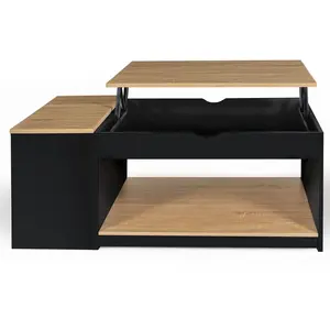 CASSYM Idomya - Table basse relevable avec coffre Elina bois/noir - 110x60x45 cm T.U pas cher