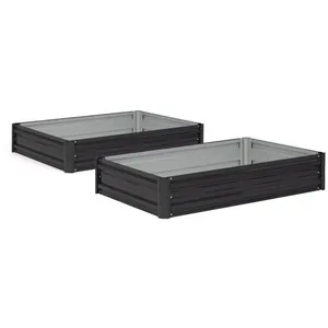 MULTIMARQUES - 2 Carrés de potager en métal gris anthracite - 115x80x20 cm T.U pas cher