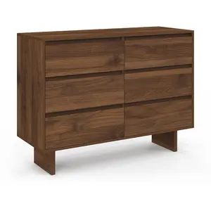 Idomya Factory - Commode Yumi 6 tiroirs en bois effet noyer - 108x40x80 cm OS pas cher