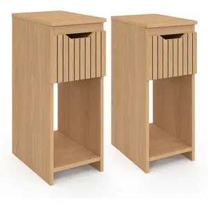 Idomya - 2 Tables de chevet Faustine avec 1 tiroir bois - 20x30x49.5 c...