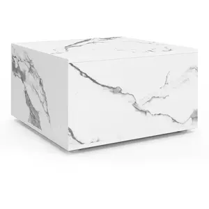 Idomya - Table basse carrée effet marbre avec rangement effet marbre b... pas cher